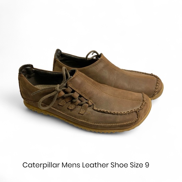 Caterpillar Men's Brown Leather Shoes Size 9 RARE - Picture 1 of 6